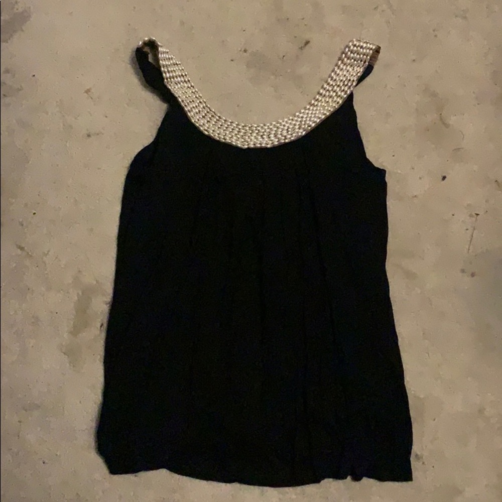 Black tank with beaded neck